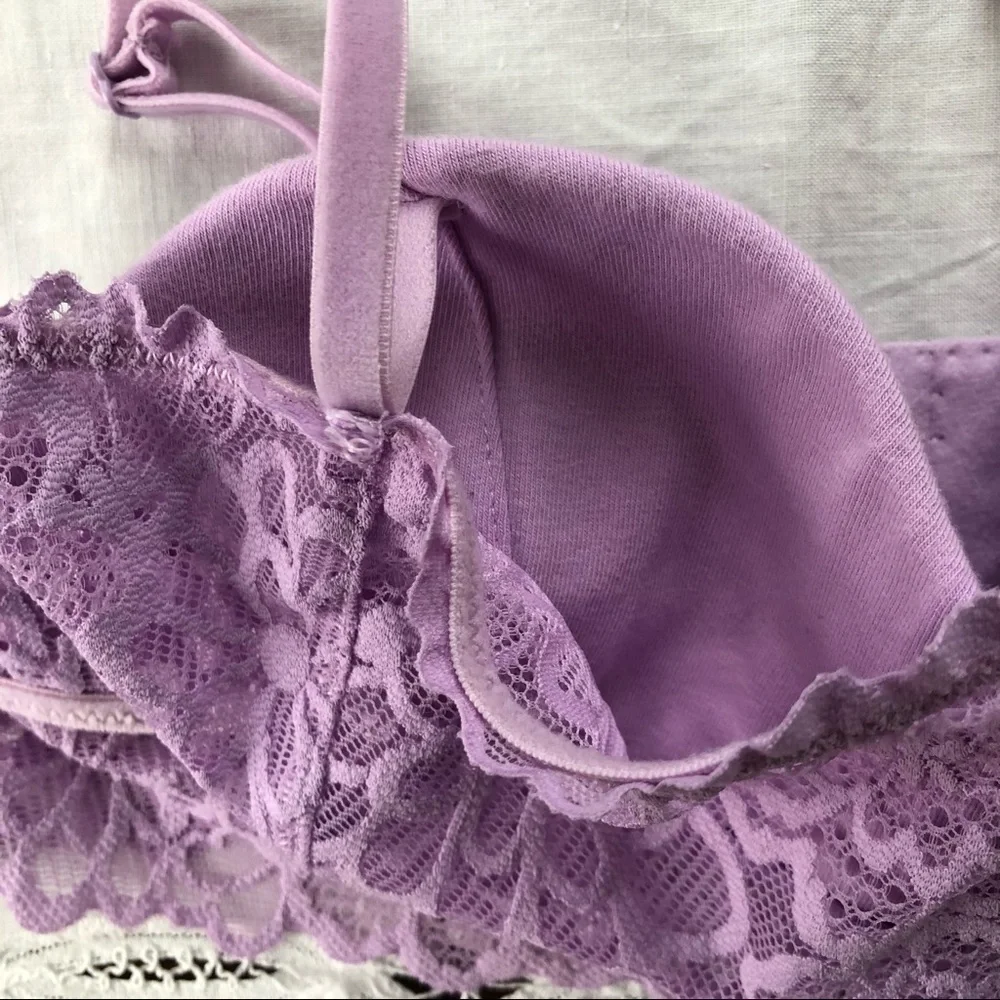 Aerie Purple Violet lace Bralette with adjustable straps & closure. Feminine XS - Picture 7 of 8